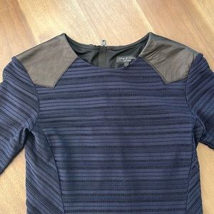 RAG & BONE NAVY SHIRT. LEATHER SHOULDERS